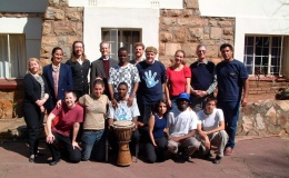 More than 30 representatives of six Bahá'í and Bahá'í-inspired organizations were accredited to the Johannesburg Summit. Some posed here for a group photograph.